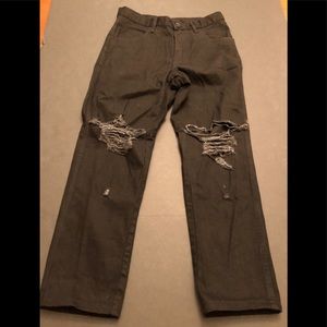 Distressed black denim